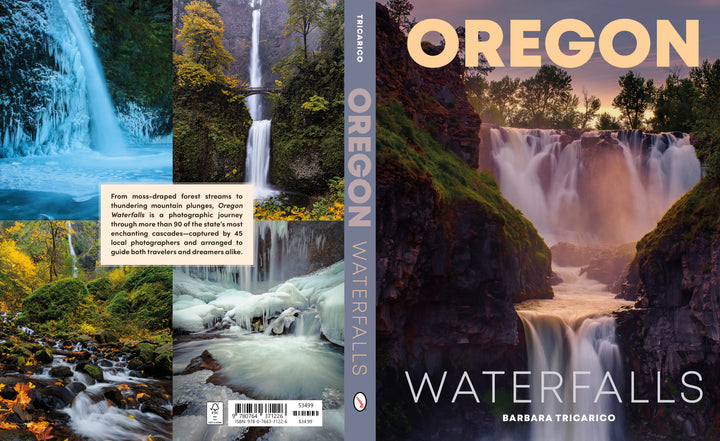 A book cover from Schiffer Publishing, Ltd. featuring breathtaking waterfall photography—ideal for fans of Oregon Waterfalls.