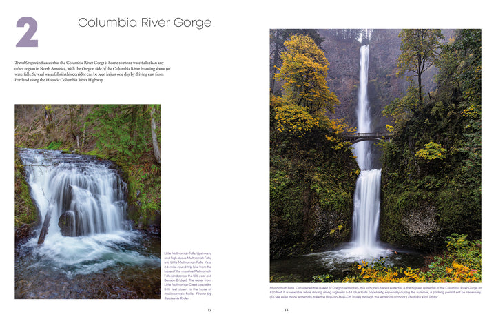 Oregon Waterfalls by Schiffer Publishing, Ltd. showcases breathtaking photography of the Columbia River Gorge's magnificent waterfalls.