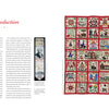 A two-page spread from Schiffer Publishing, Ltd.’s "Commemorative American Quilts": the left page shows a red-script “Introduction,” text column, and vertical quilt image; the right page displays a vibrant patchwork quilt celebrating women’s quilting history.