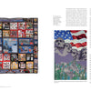 On the left page, Schiffer Publishing, Ltd.'s Commemorative American Quilts features colorful panels of U.S. National Parks; on the right, a Mount Rushmore quilt with an American flag background is displayed with park-related text.
