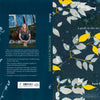 The book cover for Botanical Cyanotype by Schiffer Publishing, Ltd. features yellow plant silhouettes on a blue background and a photo of the author smiling outdoors, highlighting botanical sun printing art.