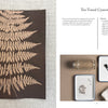 On the left is Schiffer Publishing, Ltd.’s Botanical Cyanotype print of a fern leaf on dark paper; on the right are jars, trays, a brush, tea bags, instructions, and materials for creating tea-toned solar prints.