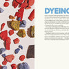 Broken pieces of yellow, red, blue, and brown wax are scattered on a light surface. To the right, a light blue area features "DYEING" and text about creating colorful candles with Candle Whimsy by Schiffer Publishing, Ltd.