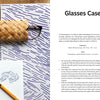 Bark Craft by Schiffer Publishing, Ltd. features a woven tan glasses case inspired by birch bark weaving, placed on a purple patterned surface with a blue-squiggled notepad and orange pencil nearby. The instructions for making the case appear on the right page.