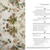 The table of contents for Schiffer Publishing, Ltd.'s "Eco-Print" is set against green, brown, and yellow botanical prints, with chapters on eco-printing history, eco-artists, safety, fabric prep, and sustainable textile techniques.