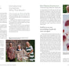 A magazine spread showcases three women outdoors holding a leaf-patterned fabric, with info on Eco-Print by Schiffer Publishing, Ltd., an author photo, and detailed shots of sustainable botanical prints in red tones.