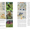A two-page spread in *Eco-Print* by Schiffer Publishing, Ltd. features fabric samples with vibrant botanical prints, close-up plant photos, and text on eco-printing and sustainable textile techniques for beautiful, natural fabrics.