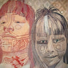 Tapestry Talking by Schiffer Publishing, Ltd. is a woven textile artwork showing two children with long hair and traditional face markings—one serious with intricate patterns, the other smiling—set against a geometric background.