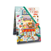 Welcome to Wackytown by Schiffer Publishing, Ltd. is an illustrated seek-and-find activity board book featuring a vibrant city scene with people, animals, vehicles, hidden objects, and fun activities on the cover.
