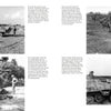 Four black-and-white photos from Schiffer Publishing, Ltd. show Sd.Kfz. 251 WWII half-tracks camouflaged with foliage in grassy rural scenes, some moving on dirt roads with soldiers nearby.