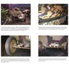 A photo spread from Schiffer Publishing, Ltd. details the WWII Sd.Kfz. 251 with close-ups of wheels, tracks, camouflage paint, and Wehrmacht markings—all shown in a museum setting with descriptions.