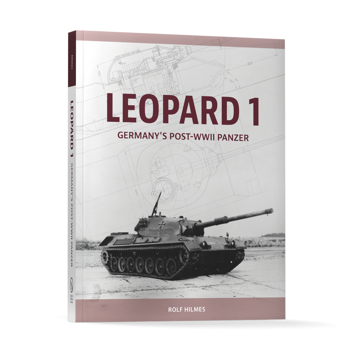 Leopard 1 by Schiffer Publishing, Ltd. features a black-and-white photo of the iconic Cold War NATO tank and a technical drawing in the background on its cover.