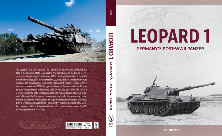Front cover of Leopard 1 by Schiffer Publishing, Ltd., showing the classic NATO tank crossing rugged ground under a blue sky, with another Leopard 1 behind—a must-have for Cold War military history fans.