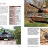 A Leopard 1 book spread by Schiffer Publishing, Ltd. displays two color photos and a specs chart on the left page, with additional tank images and descriptive text featured on the right page.
