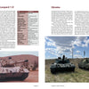 A Schiffer Publishing, Ltd. page compares Cold War-era Leopard 1 tanks from Chile and Ukrainian NATO tanks with outdoor photos, detailed specification tables, and text descriptions.