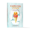 Cape Cod Cones by Schiffer Publishing, Ltd. features an illustrated Cape Cod ice cream cone with two scoops on turquoise stripes and a subtle map outline.