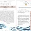 Two guidebook pages in Schiffer Publishing, Ltd.'s "Cape Cod Cones" showcase its local ice cream origins, menu highlights, unique flavors, and awards. Coastal blue waves decorate the bottom for a seaside flair.