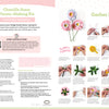 The Bendable Blooms Chenille Stem Flower-Making Kit Cottage Garden by Schiffer Publishing, Ltd. includes an instructional sheet with DIY tips on the left and 16 step-by-step photos on the right, showing hands crafting pink and yellow flowers from chenille stems and tissue paper.