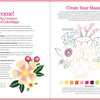 An illustrated guide from Schiffer Publishing, Ltd. introduces ColorMaps Paint-by-Number Beautiful Blooms, featuring vibrant floral bouquets, easy coloring steps, and a labeled master palette on a pink and white background.