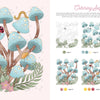 The Wild & Whimsical Woodland Coloring Book by Schiffer Publishing, Ltd. features a coloring guide with blue mushrooms, a yellow snake, pink flowers, and more. Step-by-step images show how to add color and shading in five numbered layers.