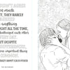 A black-and-white illustration of a couple embracing, paired with a quote from The Notebook—ideal for fans of romantic movie coloring books. From The Unofficial Rom-Com Coloring Book by Schiffer Publishing, Ltd.