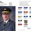 A man in dress military uniform smiles at the camera. The page from "On Patrol" by Schiffer Publishing, Ltd. displays U.S. military awards and insignia, plus a photo of another soldier wearing a campaign hat like those used by State Police.
