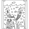 In "Under the Sea Besties" by Schiffer Publishing, Ltd., a seal and rabbit enjoy bubble tea underwater with fish, bubbles, seaweed, and a crab holding a sign: "Bubble Tea flavor of the day—Mango!" Perfect for ocean-themed coloring fun.
