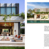 Patio Living by Schiffer Publishing, Ltd. showcases a modern villa with floor-to-ceiling glass doors, spacious patio and pool, warm-toned seating, lush gardens, and striking architectural design for seamless indoor-outdoor living.