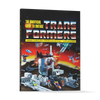 Book cover of Unofficial Guide to Vintage Transformers by Schiffer Publishing, Ltd., showing Transformers action figures and collectibles battling with spaceships and a futuristic base on a red and black cosmic background.