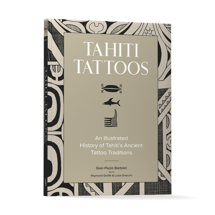 Tahiti Tattoos by Schiffer Publishing, Ltd. is an illustrated history exploring Tahiti's ancient tattoo traditions, featuring a beige and black cover with traditional motifs and insights into sacred art.