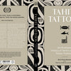 The "Tahiti Tattoos" book cover by Schiffer Publishing, Ltd. showcases geometric Polynesian tattoo patterns in black on gray, with a white title and subtitle. Illustrations of a face, fish, and bird appear; back cover includes a summary and author bio.