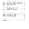 Table of contents from "Sasquatches" by Schiffer Publishing, Ltd., listing chapters and appendices on Habitat, Sasquatch research, Gigantopithecus blacki, and journal excerpts with some page numbers highlighted in red.