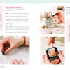 A magazine spread features Schiffer Publishing's Good Vibes Art Club Learn to Draw: art supplies, hands drawing flowers, stone painting, plus tips on swatching, motifs, and beginner-friendly spending advice.