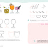 The Good Vibes Art Club Learn to Draw by Schiffer Publishing, Ltd. features step-by-step guides for sketching cocktail glasses and garnishes, with illustrated instructions on the left and creative prompts, motifs, and personalization tips on the right.