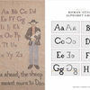 Weave with Words by Schiffer Publishing, Ltd. features a sampler with stitched letters, a sheep, and a shepherd on the left, and eight Roman-style alphabet grids with cross-stitched uppercase and lowercase letter pairs on the right.