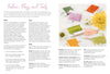 The Sunny Stitches Embroidery Kit Sunny Days Ahead by Schiffer Publishing, Ltd. includes a guide detailing fabric, floss skeins on bobbins, needles, and scissors with explanations and uses—all displayed with yellow flowers on a white background.