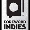A rectangular badge with a stylized black book and award seal icon above the bold text Foreword INDIES Winner on a textured silver background, perfect for Nantucket by Schiffer Publishing, Ltd.