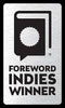 A rectangular silver badge with a black book and seal icon above the bold text "Foreword INDIES WINNER"—a perfect keepsake for fans of Crochet Girls by Schiffer Publishing, Ltd.