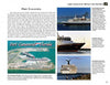 A travel brochure page highlights Port Canaveral, with cruise ships, a port map, and local attractions featured in "Cape Canaveral: America’s Spaceport" by Schiffer Publishing, Ltd., near the renowned space program.