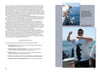 Two photos from "Saltwater Tales" by Schiffer Publishing, Ltd. show anglers with big catches by a boat and onboard. The images are paired with useful saltwater fishing strategies and tips.