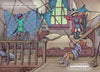 In "The Bossy Pirate" by Schiffer Publishing, Ltd., three kids transform an attic bedroom into a pirate ship—one leads as captain from the bed, while others raise a quilt sail and tug a rope, creating a playful scene ideal for children’s picture books.
