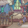 In "The Bossy Pirate" by Schiffer Publishing, Ltd., three kids transform an attic bedroom into a pirate ship—one leads as captain from the bed, while others raise a quilt sail and tug a rope, creating a playful scene ideal for children’s picture books.