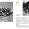 Two black-and-white WWII photos: left shows paratroopers with military motorcycles, likely Harley-Davidson WLA models (Schiffer Publishing, Ltd.), and a jeep; right depicts paratroopers unloading bicycles from a transport plane.