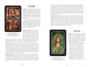 Two open book pages from "Tarot for the Fiction Writer" by Schiffer Publishing, Ltd. feature “Knights” and “Queens,” with card meanings and imagery—a helmeted knight and a crowned queen in nature—ideal for writers using tarot.