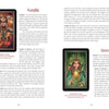Two open book pages from "Tarot for the Fiction Writer" by Schiffer Publishing, Ltd. feature “Knights” and “Queens,” with card meanings and imagery—a helmeted knight and a crowned queen in nature—ideal for writers using tarot.