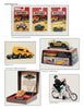 A collage showcases six toy collectibles, including Matchbox cars, a Dodge Viper, Scorpion car, and a skeleton on a motorcycle—ideal for fans of The Encyclopedia of Matchbox Toys by Schiffer Publishing, Ltd.