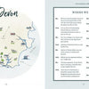 A page spread in Conversations with Nell by Schiffer Publishing, Ltd. shows an illustrated map of Devon, England, with landmarks and animals, plus a WHERE WE LIVE talk about Devon’s attractions and geography in this dog adventure book.