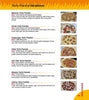 A menu page showcases seven Tarte Flambée varieties with appetizing descriptions and vivid photos, inspired by "Grilling Like a Champion" from Schiffer Publishing, Ltd., and crafted by professional grill masters.
