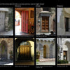 A visual reference chart from Schiffer Publishing's "Mediterranean Architecture" shows square and arched doorways—Rustic, Mission, Estate, and Palazzo—labeled by style, location, and date, progressing from simple to formal designs.