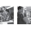 Two black-and-white photos from "Grunts" (Schiffer Publishing, Ltd.) depict men—some in military uniforms, others in civilian clothes—interacting over documents in a busy office, suggesting a formal U.S. Army draft registration event.